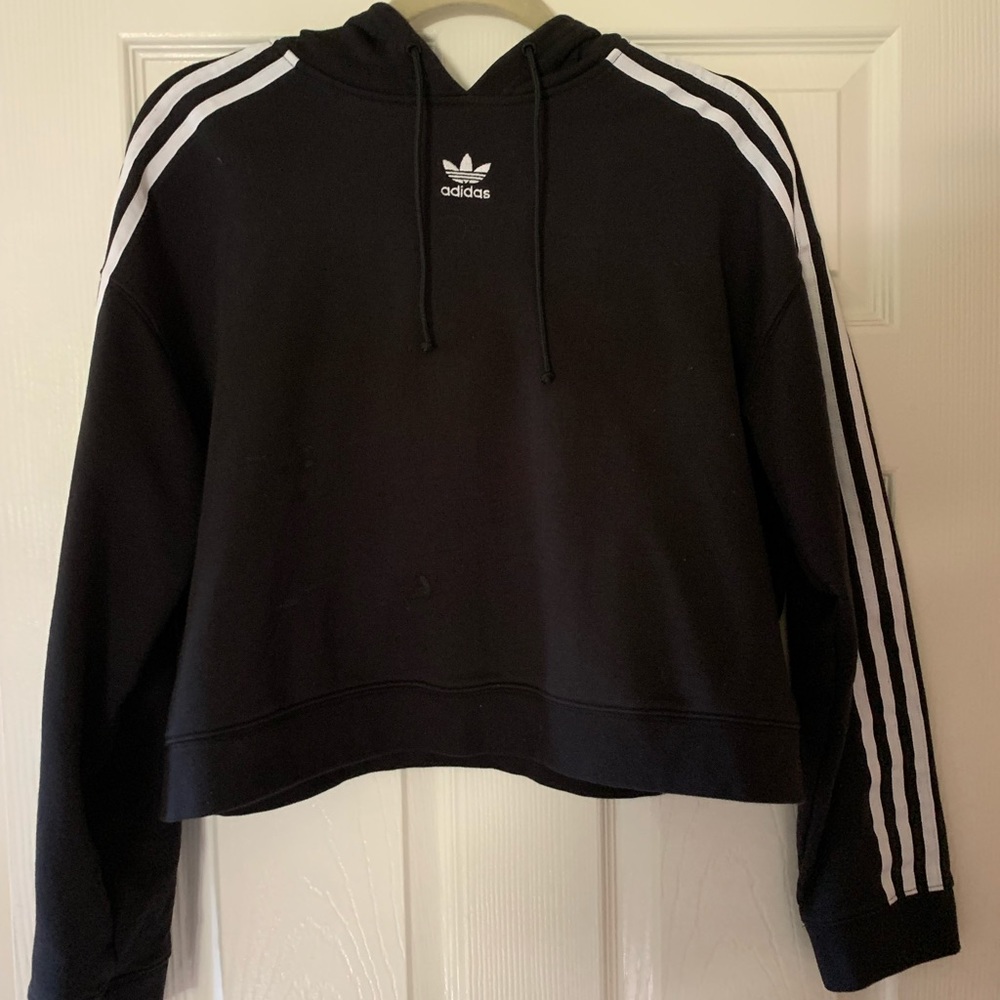 Adidas Black Hoodie, slightly cropped